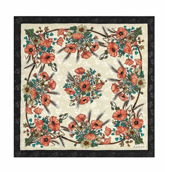 Gucci Silk Floral Scarf with Slight Shimmer - Picture 4 of 14